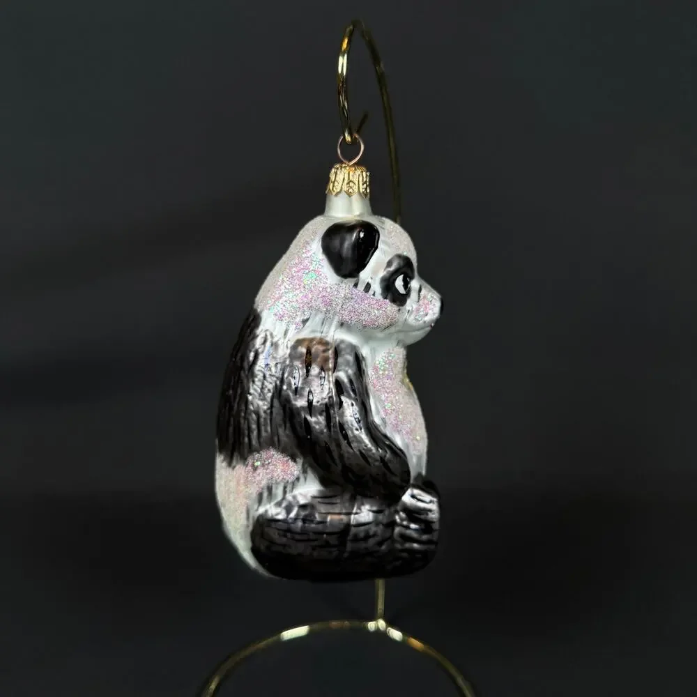 Vintage Christopher Radko Winter Bears Panda Awareness Glass Christmas Ornament